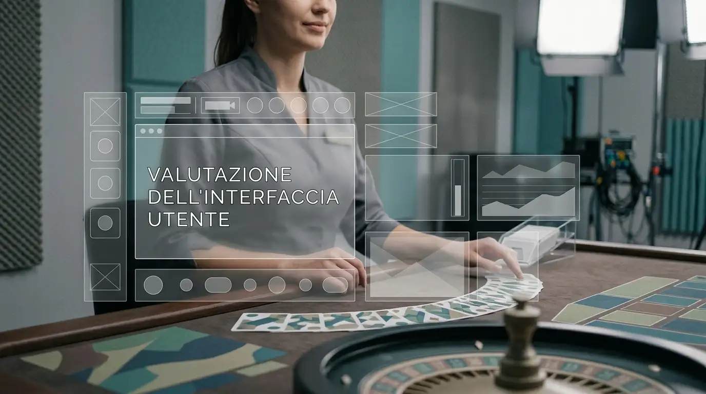 Tavolo live casino con dealer, carte e ruota da roulette